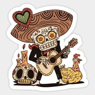 Day of the Dead Mariachi with Guitar Sticker